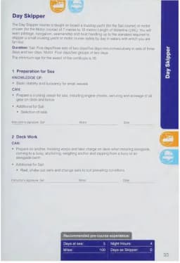 Страница силлабуса — компетенции RYA Yachtmaster
